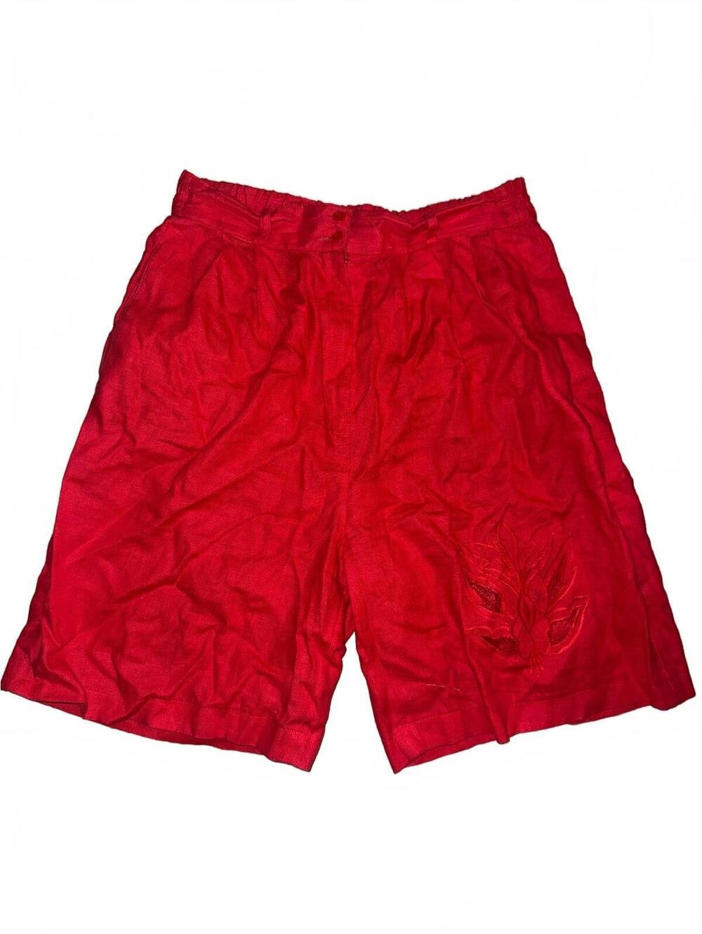 Vintage Women's Boutique Dalin Red Floral Shorts Size Medium